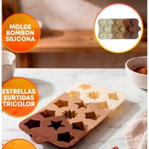 MOLDE SILICONA BOMBONES ESTRELLAS SURTIDAS X14