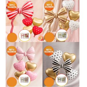 SET 5 GLOBOS MOÑO CON CORAZONES