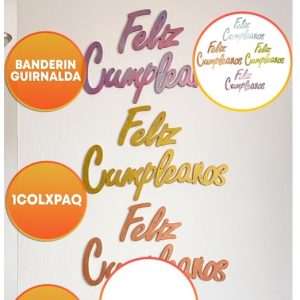 BANDERIN GUIRNALDA FELIZ CUMPLE CURSIVA