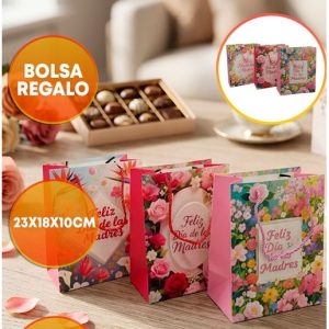 BOLSA DE REGALO 18X24 CM 3D FELIZ DIA DE LAS MADRE