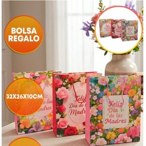 BOLSA DE REGALO 26X32 CM 3D FELIZ DIA DE LAS MADRE