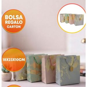 BOLSA DE REGALO 18X24 CM STAMPING ABSTRACTO DORADO
