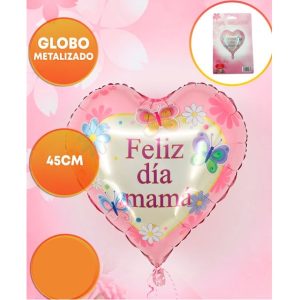 GLOBO FOIL 18P CORAZON FELIZ DIA MAMA MARIPOSAS