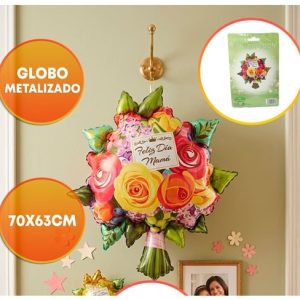 GLOBO FOIL 70CM FELIZ DIA MAMA RAMO FLORES