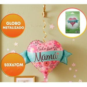 GLOBO FOIL 67CM CORAZON FELIZ DIA MAMA LAZO