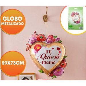 GLOBO FOIL 73CM CORAZON TE QUIERO MAMA DORADO