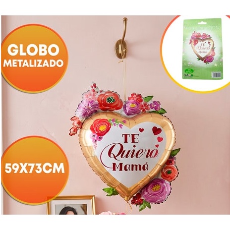 GLOBO FOIL 73CM CORAZON TE QUIERO MAMA DORADO