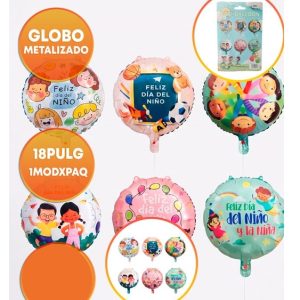 GLOBO FOIL 18P FELIZ DIA DEL NIÑO MOD SURTIDOS
