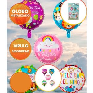 GLOBO FOIL 18P FELIZ DIA DEL NIÑO MOD SURTIDOS