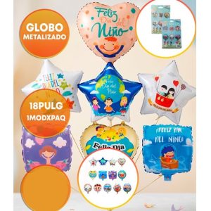 GLOBO FOIL 18P FELIZ DIA DEL NIÑO MOD SURTIDOS