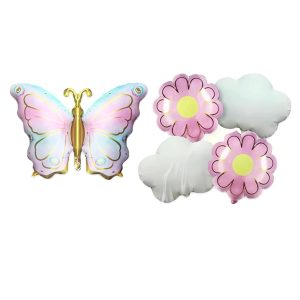 SET 5 GLOBOS MARIPOSA MARGARITAS Y NUBES