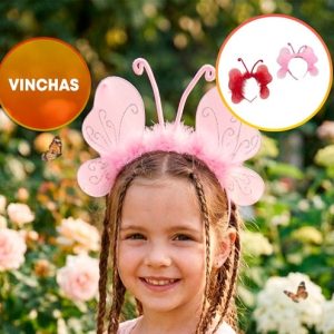 VINCHA ALAS MARIPOSA ROSA / ROJA