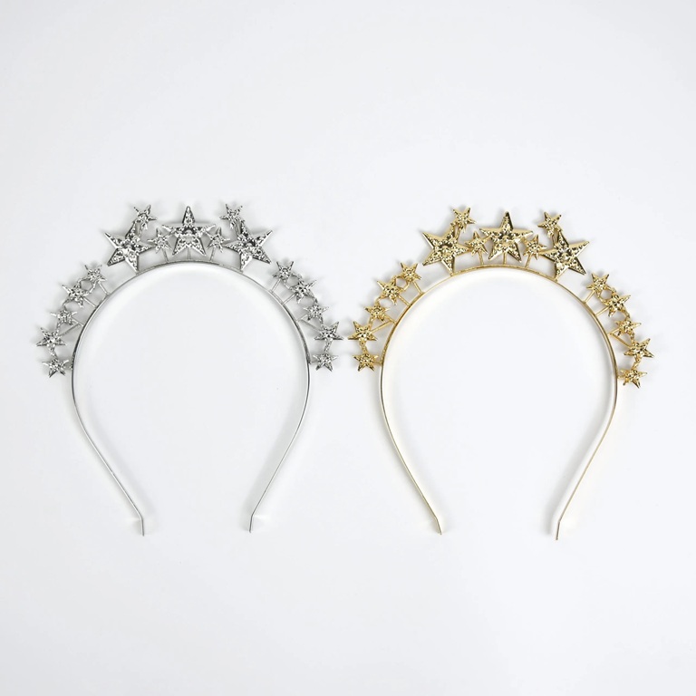 VINCHA METAL ESTRELLA PERLAS Y STRASS