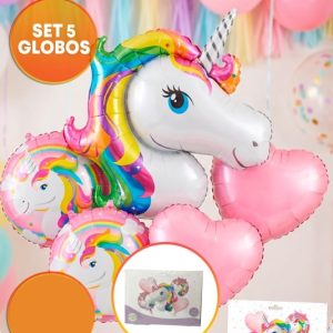 SET 5 GLOBOS UNICORNIO