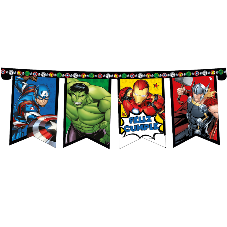 BANDERIN FELIZ CUMPLE X 1 AVENGERS