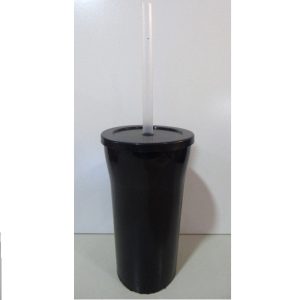 VASO PLASTICO 375CC TAPA Y SORBETE NEGRO