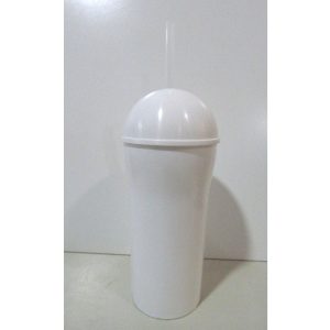 VASO PLASTICO 375CC TAPA BOMBE Y SORBETE BLANCO