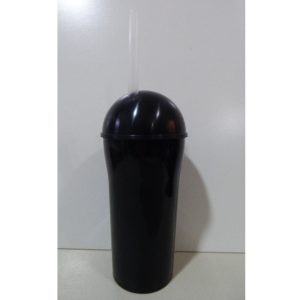 VASO PLASTICO 375CC TAPA BOMBE Y SORBETE NEGRO