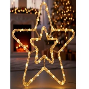 ADORNO COLGANTE ESTRELLA DOBLE 41 CM LUZ CALIDA