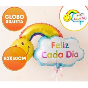 GLOBO FOIL SILUETA 82CM ARCOIRIS FELIZ CADA DIA