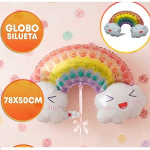 GLOBO FOIL SILUETA 78CM ARCOIRIS NUBES CARITAS