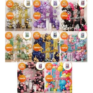SET FELIZ CUMPLE CORTINA COMBINADA Y GLOBOS