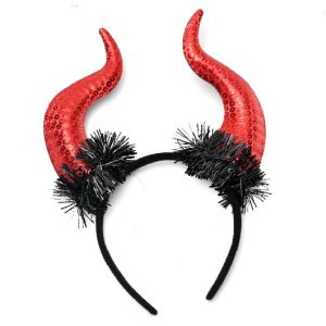 VINCHA MALEFICA PLASTICA METALIZADA ROJA