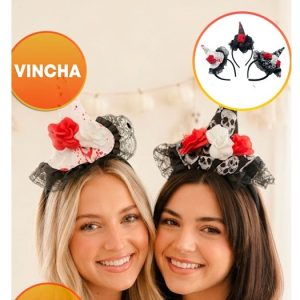 VINCHA HALLOWEEN GORRO BRUJA CON ROSAS