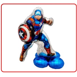 GLOBO FOIL SILUETA CON BASE CAPITAN AMERICA 110CM