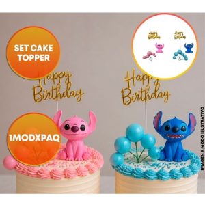 ADORNO PARA TORTA ESFERAS STITCH HAPPY BIRTHDAY