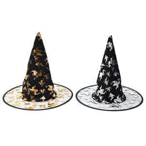 GORRO BRUJA NEGRO ESTAMPADO FANTASMITAS