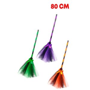 ESCOBA DE BRUJA 80CM CON TUL