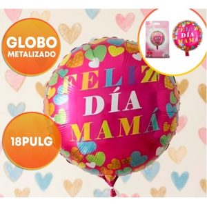 GLOBO FOIL 18P FELIZ DIA MAMA FUCSIA CON CORAZONES