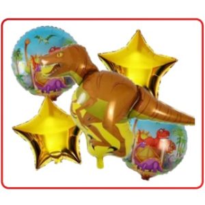 SET 5 GLOBOS DINOSAURIO TIRANOSAURIO