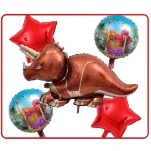 SET 5 GLOBOS DINOSAURIO TRICERATOPS