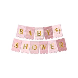 BANDERIN BABY SHOWER ROSA CON STAMPING