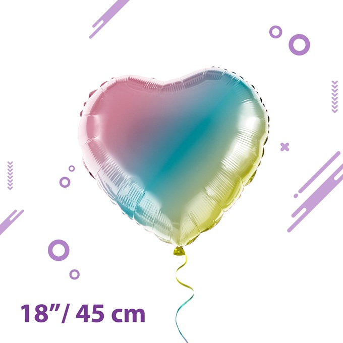 GLOBO FOIL 18P CORAZON LISO MULTICOLOR