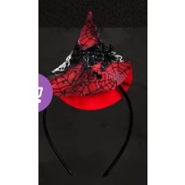 VINCHA GORRO BRUJA CON TUL Y APLIQUE