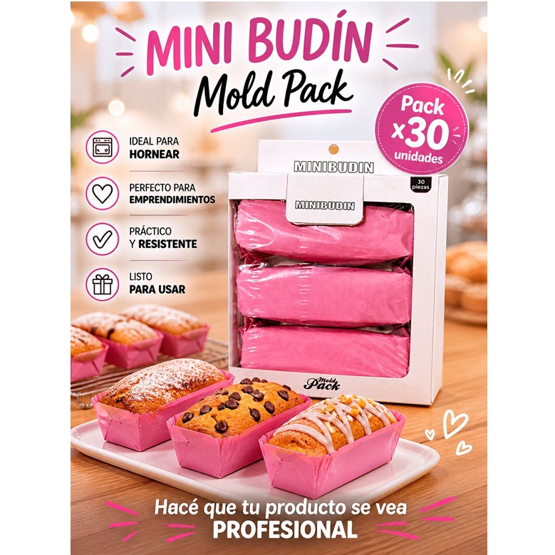 MOLDE MINI BUDIN X 30 U METALIZADO