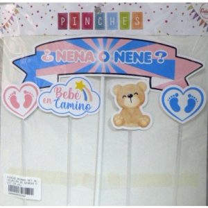 ADORNO PINCHE SET REVELACION DE GENERO 5 PCS