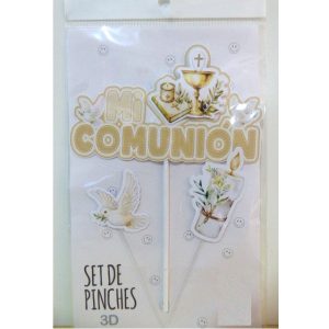ADORNO PINCHE SET MI COMUNION PALOMA Y VELA