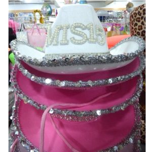 GORRO COWBOY MIS 15 PERLAS Y STRASS