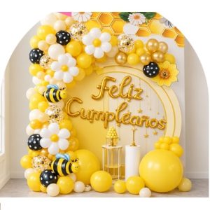 SET FELIZ CUMPLE Y GLOBOS ABEJITA