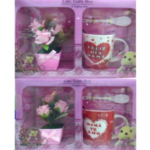 VALIJA PORTA REGALOS DIA MADRE TAZA CUCHARA MACETA