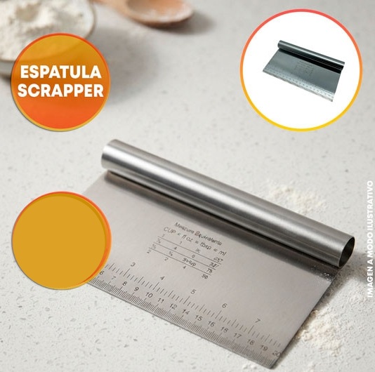 ESPATULA SCRAPER INOXIDABLE CON REGLA 20CM