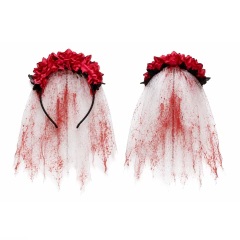 VINCHA HALLOWEEN ROSAS CON VELO CON SANGRE