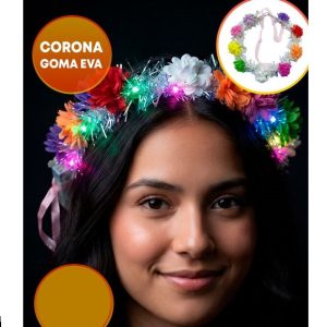 CORONA CON LUZ CON FLORES CLAVELES