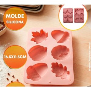 MOLDE SILICONA HOJAS CALABAZAS BELLOTAS