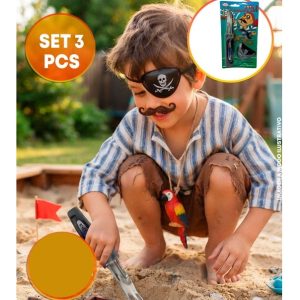 SET PIRATA 3 PCS CUCHILLO PARCHE BIGOTE