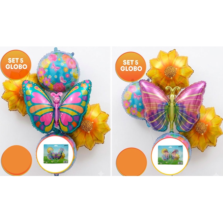 SET 5 GLOBOS MARIPOSA